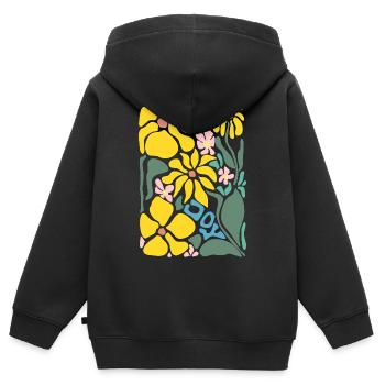 Fleurs de Bonne Humeur - Jaune - Sweat Premium à capuche zippé enfant bio - noir - Dos - AI Model Kid Male (0cm)