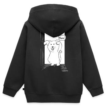 Katze vor der Tür für Halloween - Kinder Premium Organic Zip Hoodie - Schwarz - Hinten - AI Model Kid Male (0cm)