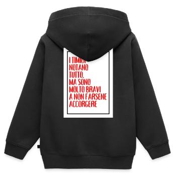 Schüchtern, sie haben nicht alles, machen aber nichts daraus - Kinder Premium Organic Zip Hoodie - Schwarz - Hinten - AI Model Kid Male (0cm)