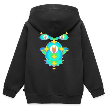 Milles étoiles version 2 - Sweat Premium à capuche zippé enfant bio - noir - Dos - AI Model Kid Male (0cm)