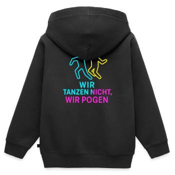 Neon Pogo Tanzduo - Kinder Premium Organic Zip Hoodie - Schwarz - Hinten - AI Model Kid Male (0cm)