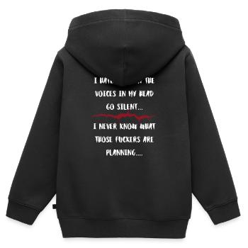 Des voix dans ma tête Menaces silencieuses - Sweat Premium à capuche zippé enfant bio - noir - Dos - AI Model Kid Male (0cm)