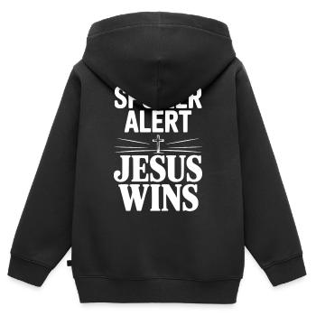 Spoiler Alert Jesus Wins - Kids Premium Organic Zip-up Hoodie - black - Back - AI Model Kid Male (0cm)