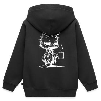 Büro Ente Morgenchaos mit Kaffee im Büro - Kinder Premium Organic Zip Hoodie - Schwarz - Hinten - AI Model Kid Male (0cm)
