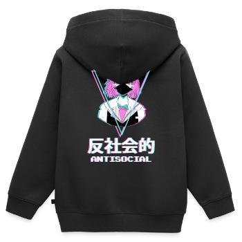Esthétique de fille asociale, lunatique et mignonne - Sweat Premium à capuche zippé enfant bio - noir - Dos - AI Model Kid Male (0cm)