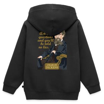 Charles Dickens - Kinder Premium Organic Zip Hoodie - Schwarz - Hinten - AI Model Kid Male (0cm)