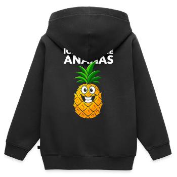 Ananas Kostüm Fasching Karneval Obst verkleiden - Kinder Premium Organic Zip Hoodie - Schwarz - Hinten - AI Model Kid Male (0cm)