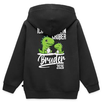 Großer Bruder 2026 Dino Schwangerschaft Baby - Kinder Premium Organic Zip Hoodie - Schwarz - Hinten - AI Model Kid Male (0cm)