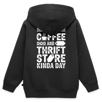 Coffee Thrift Store Day - Kids Premium Organic Zip-up Hoodie - black - Back - AI Model Kid Male (0cm)
