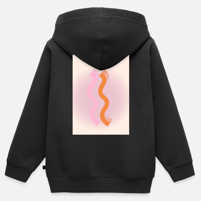 Lignes - Sweat Premium à capuche zippé enfant bio - noir