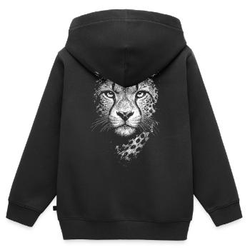 Gepard - Kinder Premium Organic Zip Hoodie - Schwarz - Hinten - AI Model Kid Male (0cm)