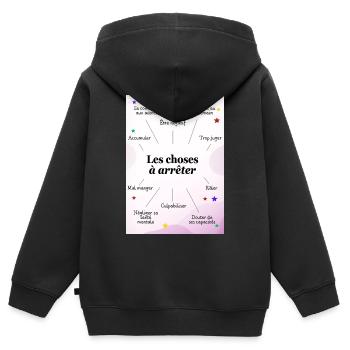 QUOTE. HUMOR. RESOLUTION. CHRISTMAS. YEAR - Kids Premium Organic Zip-up Hoodie - black - Back - AI Model Kid Male (0cm)