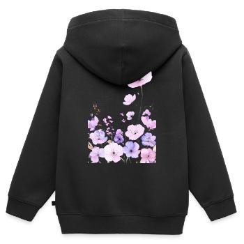 Pastell Wildblumen im sanften Blumen Garten - Kinder Premium Organic Zip Hoodie - Schwarz - Hinten - AI Model Kid Male (0cm)