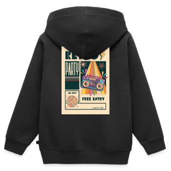 Retro-Party-Boombox-Neon - Kinder Premium Organic Zip Hoodie - Schwarz - Hinten - AI Model Kid Male (0cm)