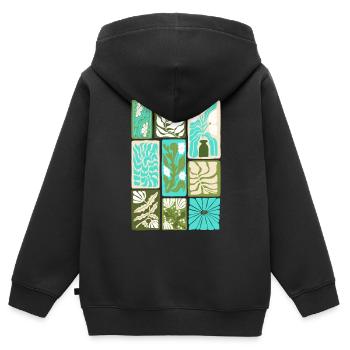 Farbenfrohes botanisches Mosaik - Kinder Premium Organic Zip Hoodie - Schwarz - Hinten - AI Model Kid Male (0cm)