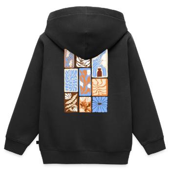 Abstrakte botanische Muster - Kinder Premium Organic Zip Hoodie - Schwarz - Hinten - AI Model Kid Male (0cm)