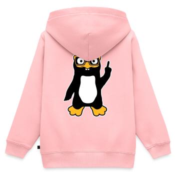 Penguin Nerd Glasses Index Finger Smug Lus - Kids Premium Organic Zip-up Hoodie - rose - Back - AI Model Kid Female (0cm)