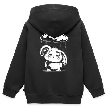 Trauriger Hase - Niedliches Regenwolke Design - Kinder Premium Organic Zip Hoodie - Schwarz - Hinten - AI Model Kid Male (0cm)