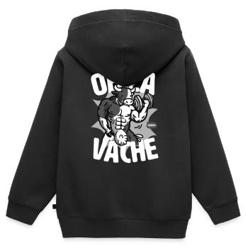 Oh die schwarz-weiße Kuh: für albern, albern, albern - Kinder Premium Organic Zip Hoodie - Schwarz - Hinten - AI Model Kid Male (0cm)