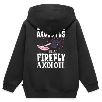 Soyez un Axolotl Luciole - Sweat Premium à capuche zippé enfant bio - noir - Dos - AI Model Kid Male (0cm)