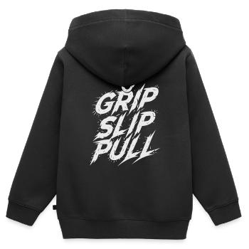 Grip Slip Pull Éclats Urbains - Sweat Premium à capuche zippé enfant bio - noir - Dos - AI Model Kid Male (0cm)