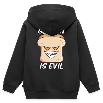 Glutenfrei Gluten - Kinder Premium Organic Zip Hoodie - Schwarz - Hinten - AI Model Kid Male (0cm)