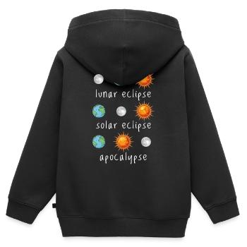 Éclipse lunaire Éclipse solaire Apocalypse Humour - Sweat Premium à capuche zippé enfant bio - noir - Dos - AI Model Kid Male (0cm)