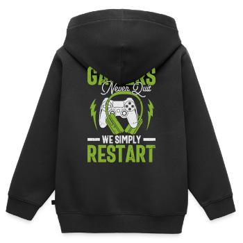Esprit de joueur : Don de redémarrage à ne jamais abandonner - Sweat Premium à capuche zippé enfant bio - noir - Dos - AI Model Kid Male (0cm)