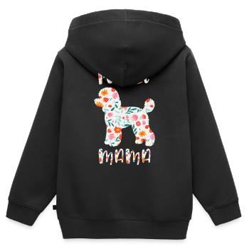 Poodle Mom with Floral Motif - Kids Premium Organic Zip-up Hoodie - black - Back - AI Model Kid Male (0cm)