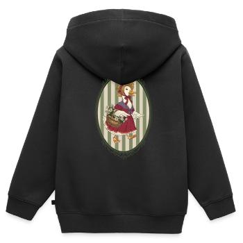 Gans in einem Vintage-Kleid - Kinder Premium Organic Zip Hoodie - Schwarz - Hinten - AI Model Kid Male (0cm)