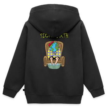 Planet Erde ist krank - Kinder Premium Organic Zip Hoodie - Schwarz - Hinten - AI Model Kid Male (0cm)