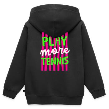 Play More Tennis, Retro Tennis Shirt Hoodie - Kids Premium Organic Zip-up Hoodie - black - Back - AI Model Kid Male (0cm)