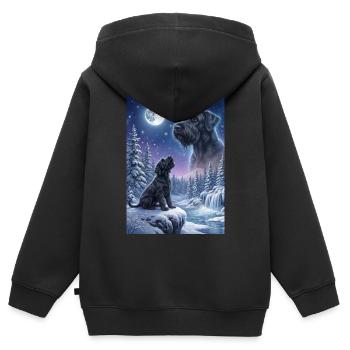Hurlant au mème de la lune, chien Schnauzer géant - Sweat Premium à capuche zippé enfant bio - noir - Dos - AI Model Kid Male (0cm)
