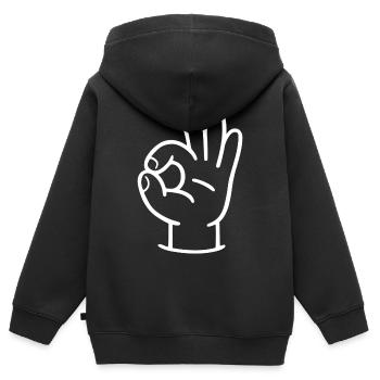 Ok main - Sweat Premium à capuche zippé enfant bio - noir - Dos - AI Model Kid Male (0cm)