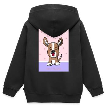 Kawaii Hund Bester Freund  - Kinder Premium Organic Zip Hoodie - Schwarz - Hinten - AI Model Kid Male (0cm)