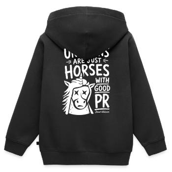 Einhörner sind einfach Pferde mit PR - Kinder Premium Organic Zip Hoodie - Schwarz - Hinten - AI Model Kid Male (0cm)