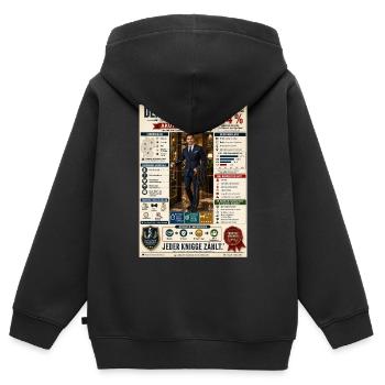 Der Gentleman – akut bedroht - Kinder Premium Organic Zip Hoodie - Schwarz - Hinten - AI Model Kid Male (0cm)