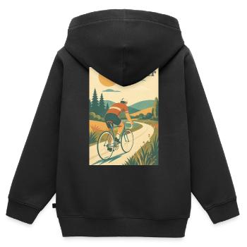 Die Fahrt — Goldener Pfad/Sommer - Kinder Premium Organic Zip Hoodie - Schwarz - Hinten - AI Model Kid Male (0cm)