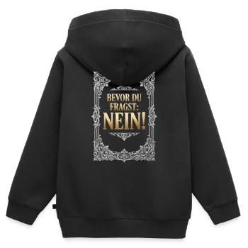 Bevor du fragst Nein lustige Büro  - Kinder Premium Organic Zip Hoodie - Schwarz - Hinten - AI Model Kid Male (0cm)