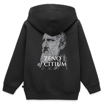 Zeno von Centium Pixel Portrait - Kinder Premium Organic Zip Hoodie - Schwarz - Hinten - AI Model Kid Male (0cm)