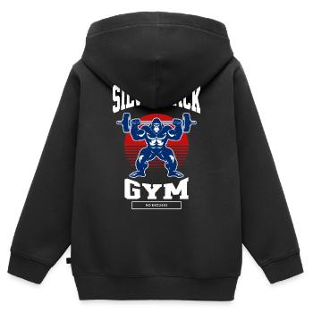 Gym Shirt – Silverback Gym - Kinder Premium Organic Zip Hoodie - Schwarz - Hinten - AI Model Kid Male (0cm)