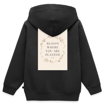 Bloom Where You Are Planted Spruch - Kinder Premium Organic Zip Hoodie - Schwarz - Hinten - AI Model Kid Male (0cm)