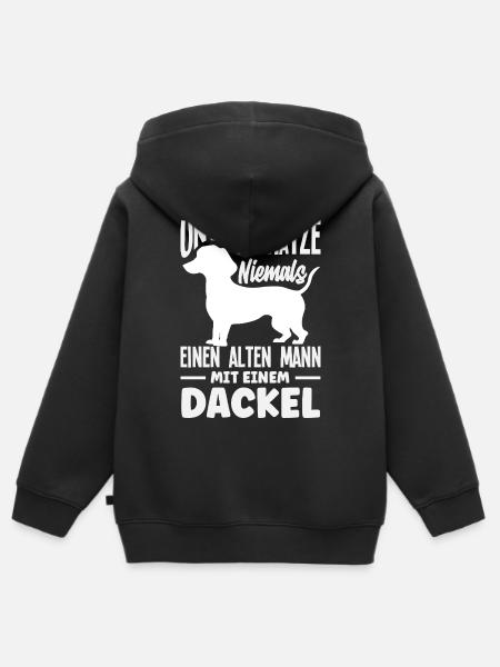 Alter Mann Mit Dackel - Kinder Premium Organic Zip Hoodie - Schwarz