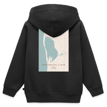 Ringkøbing Fjord Danmark - Kinder Premium Organic Zip Hoodie - Schwarz - Hinten - AI Model Kid Male (0cm)