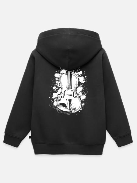 Geige Zeichnung - Kinder Premium Organic Zip Hoodie - Schwarz
