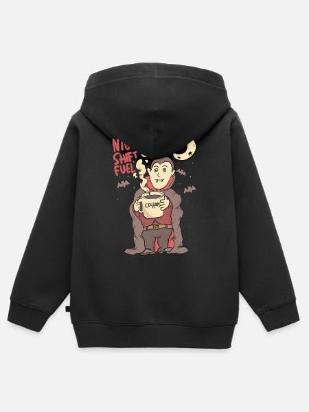 night shift fuell - draculla coffee - Kinder Premium Organic Zip Hoodie - Schwarz