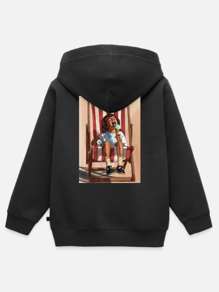 Kind, das Minzeeis isst - Kinder Premium Organic Zip Hoodie - Schwarz