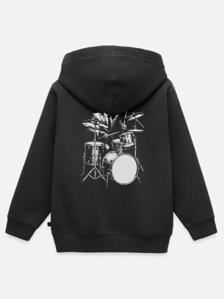 Monkey Jazz Drummer - Kinder Premium Organic Zip Hoodie - Schwarz
