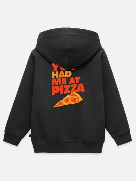 you had me at pizza - Kinder Premium Organic Zip Hoodie - Schwarz