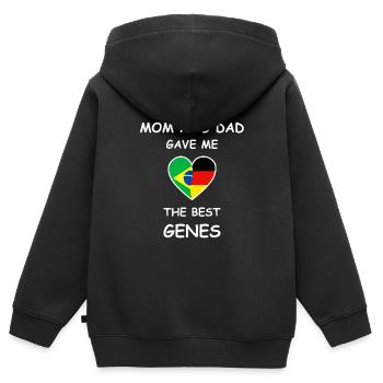 Beste Gene Brasilien Deutschland | Baby Geschenk - Kinder Premium Organic Zip Hoodie - Schwarz - Hinten - AI Model Kid Male (0cm)